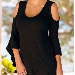 Boston Proper NWT Black cold shoulder shirt Sz L